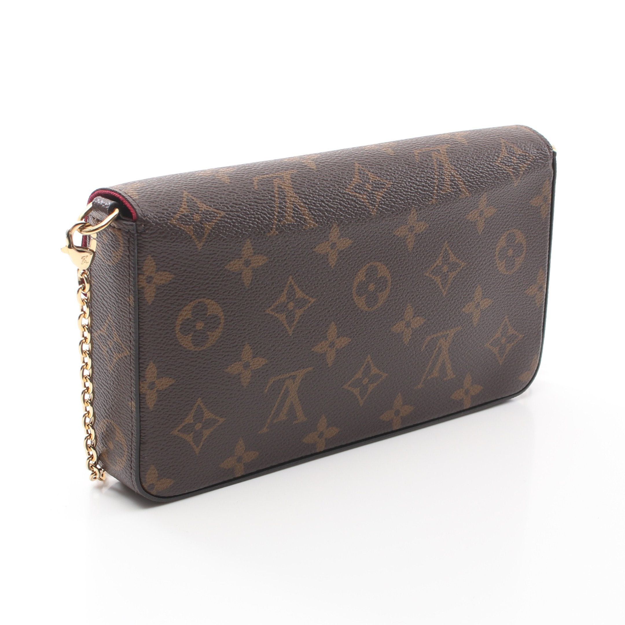 Louis Vuitton Louis Vuitton Pochette Felicie Monogram Fuchsia Chain Wallet Leather Brown Size ONE SIZE - 2 Thumbnail