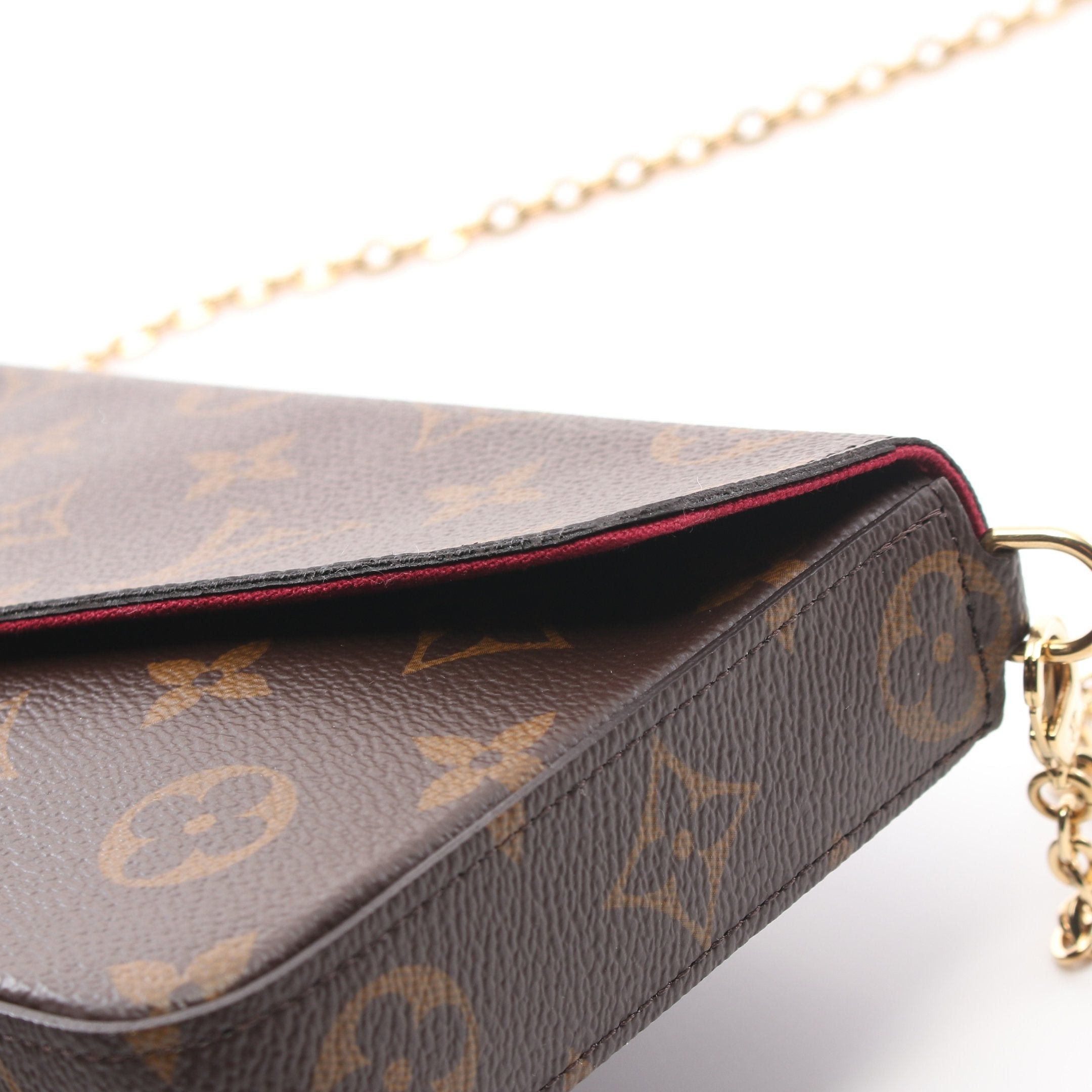Louis Vuitton Louis Vuitton Pochette Felicie Monogram Fuchsia Chain Wallet Leather Brown Size ONE SIZE - 7 Thumbnail