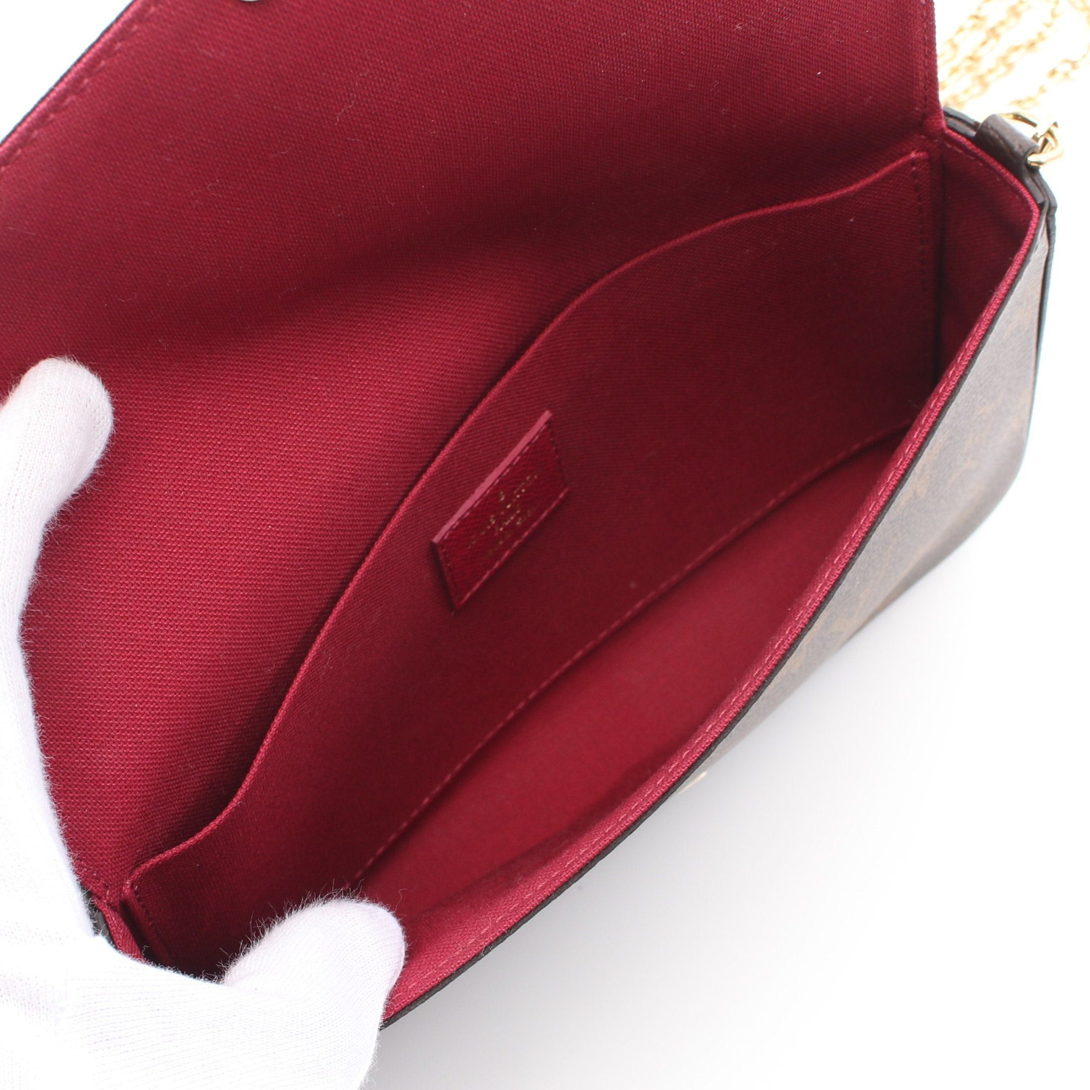 Louis Vuitton Louis Vuitton Pochette Felicie Monogram Fuchsia Chain Wallet Leather Brown Size ONE SIZE - 3 Thumbnail