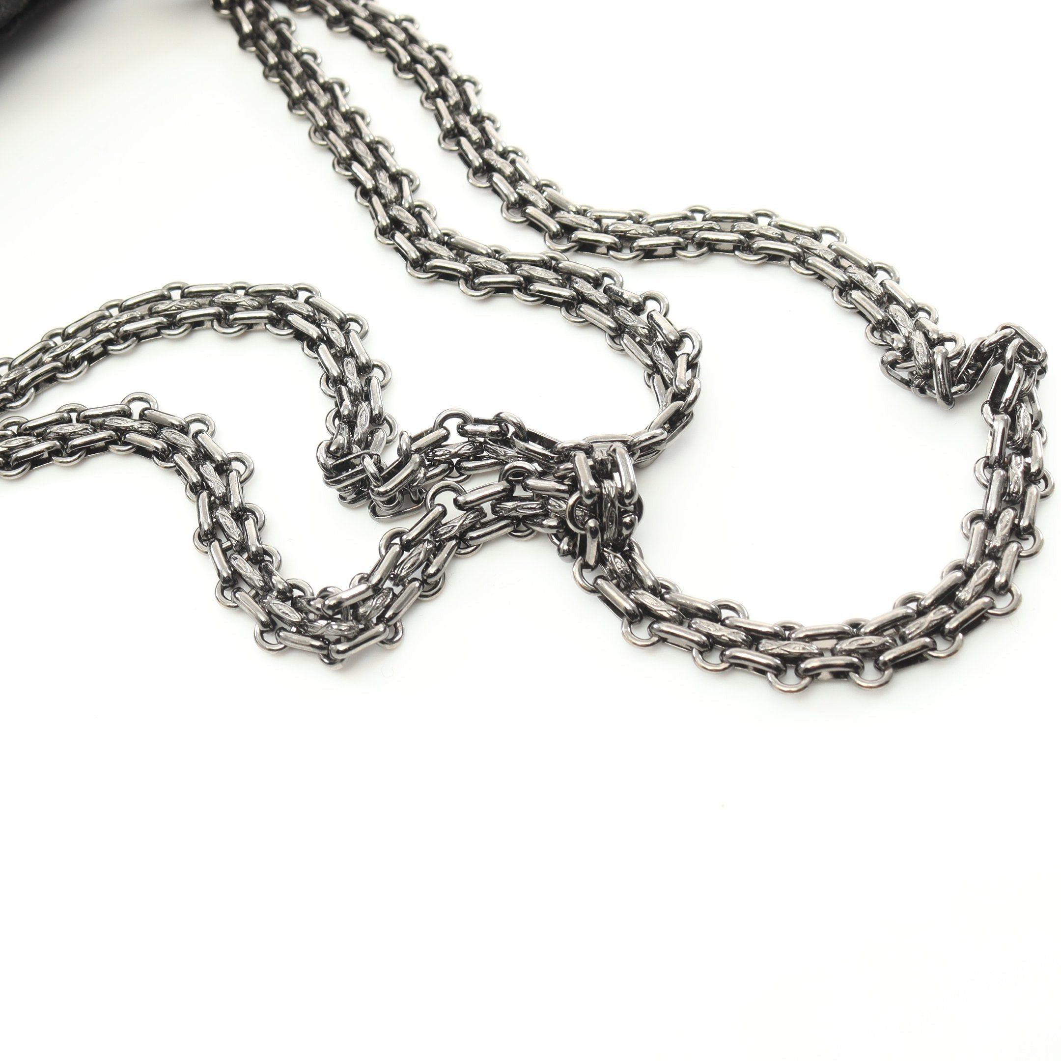Chanel Chanel 2.55 Chocolate Bar Double Chain Shoulder Bag Feutre Gray Silver Hardware Size ONE SIZE - 7 Thumbnail