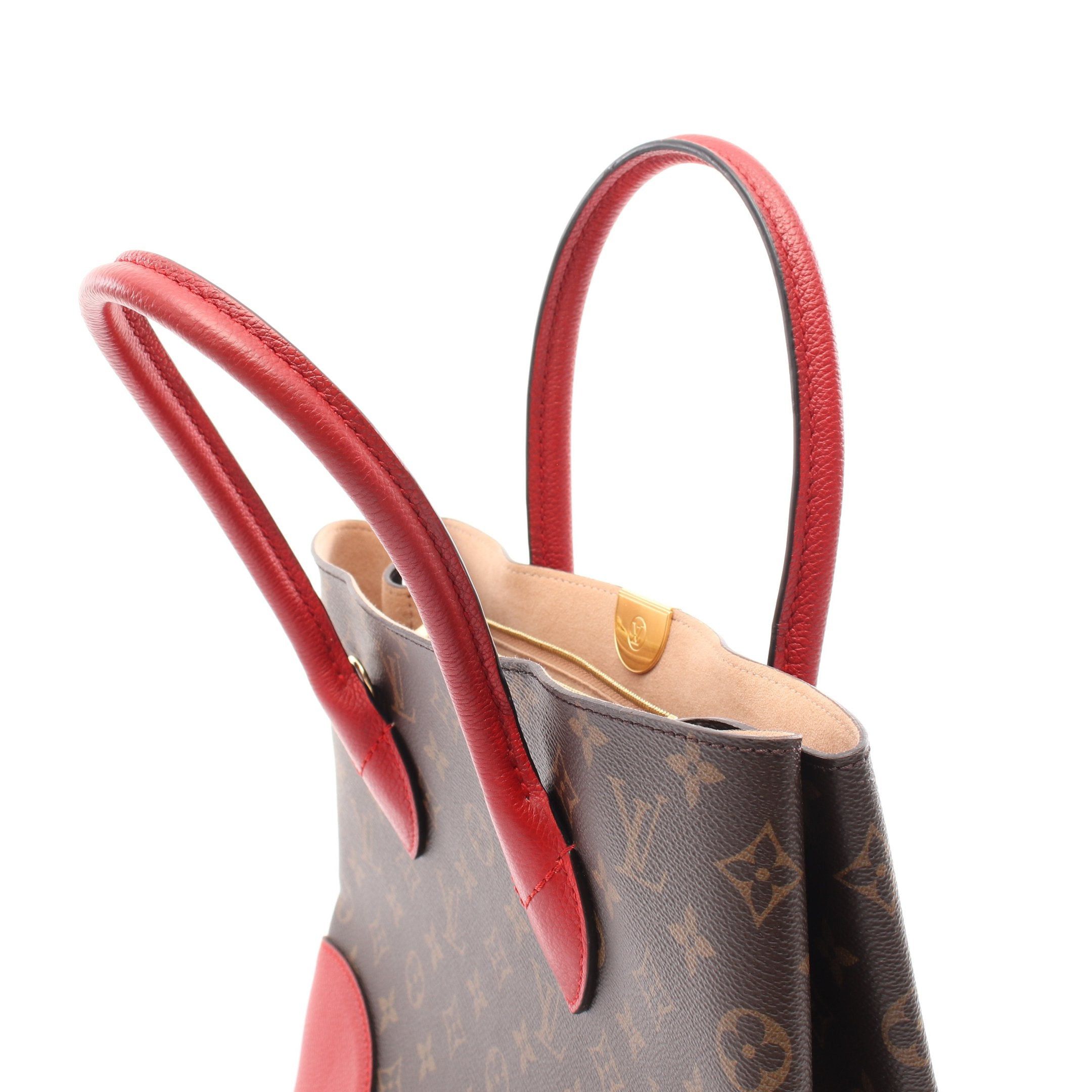 Louis Vuitton Louis Vuitton Flandrin Monogram Cerise Handbag Tote Bag Leather Brown Red Size ONE SIZE - 8 Thumbnail