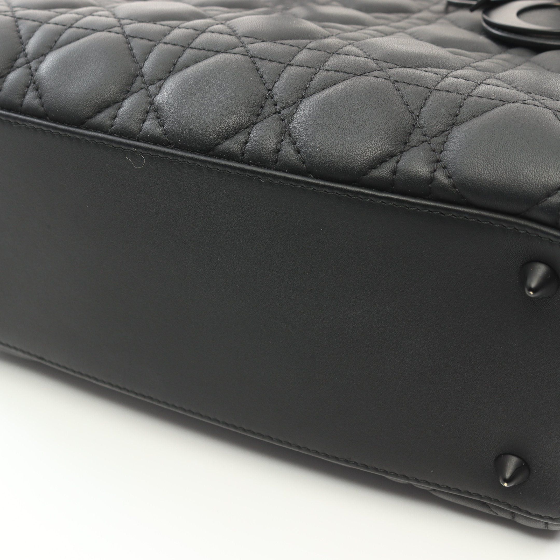 Dior Dior Lady Dior Handbag Leather Black Size ONE SIZE - 6 Thumbnail