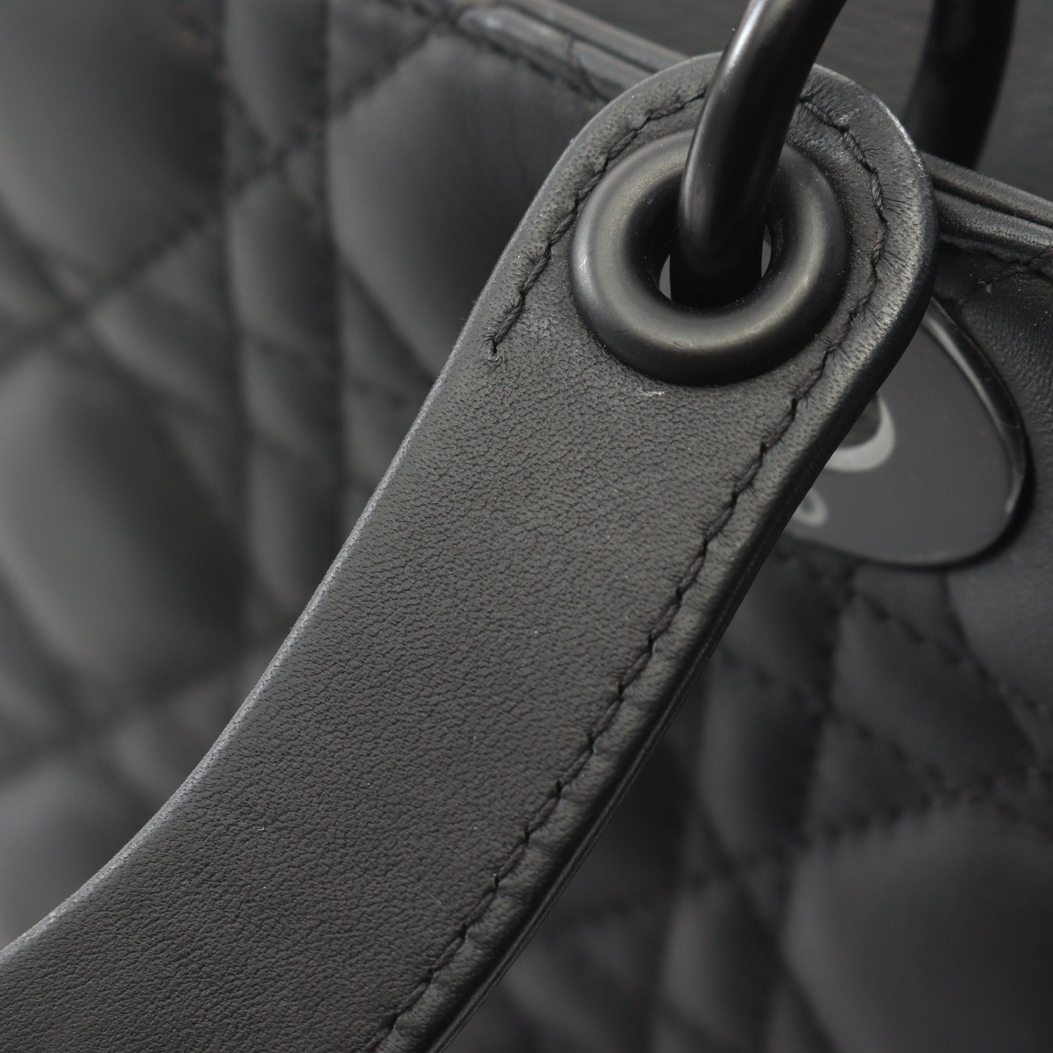 Dior Dior Lady Dior Handbag Leather Black Size ONE SIZE - 8 Thumbnail