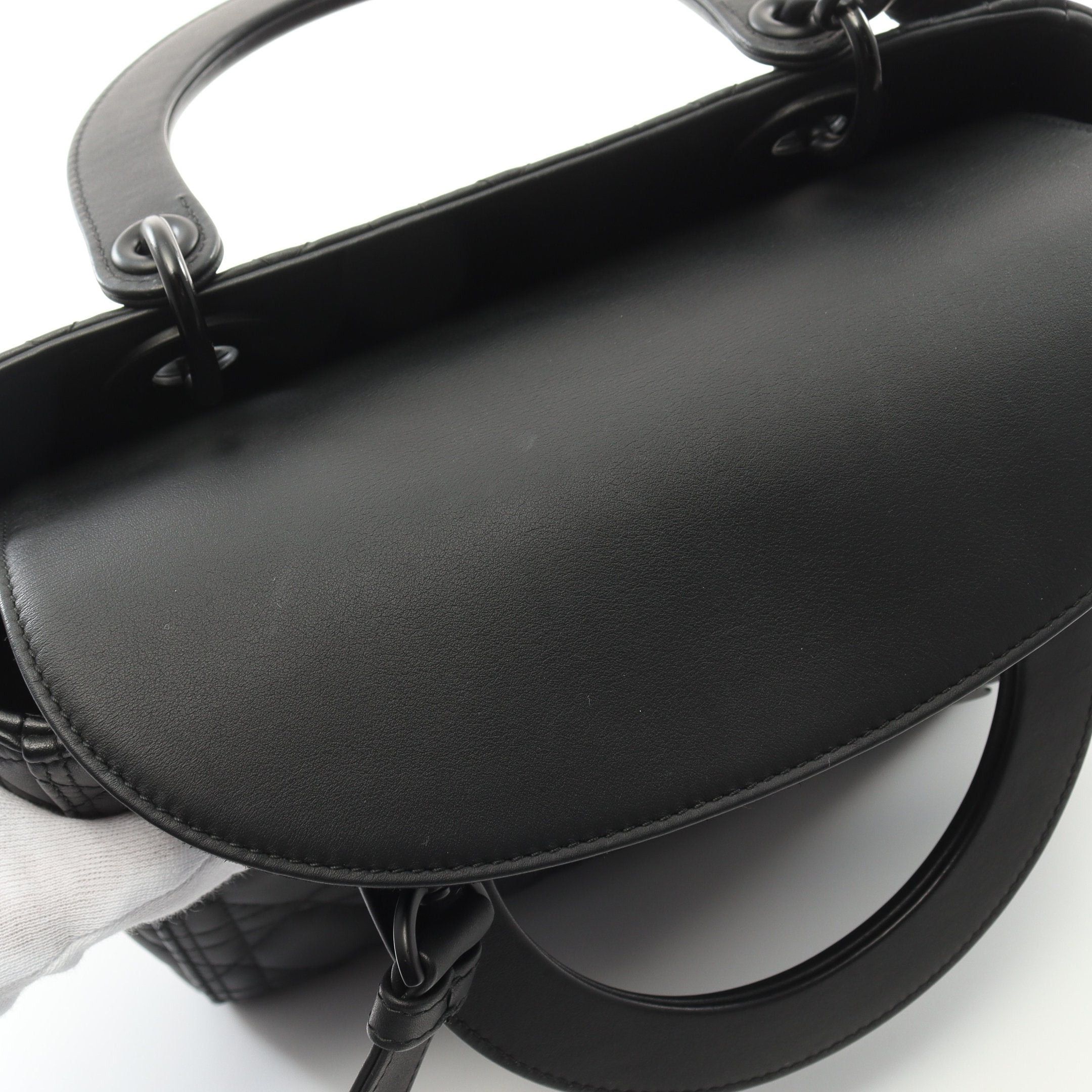 Dior Dior Lady Dior Handbag Leather Black Size ONE SIZE - 5 Thumbnail