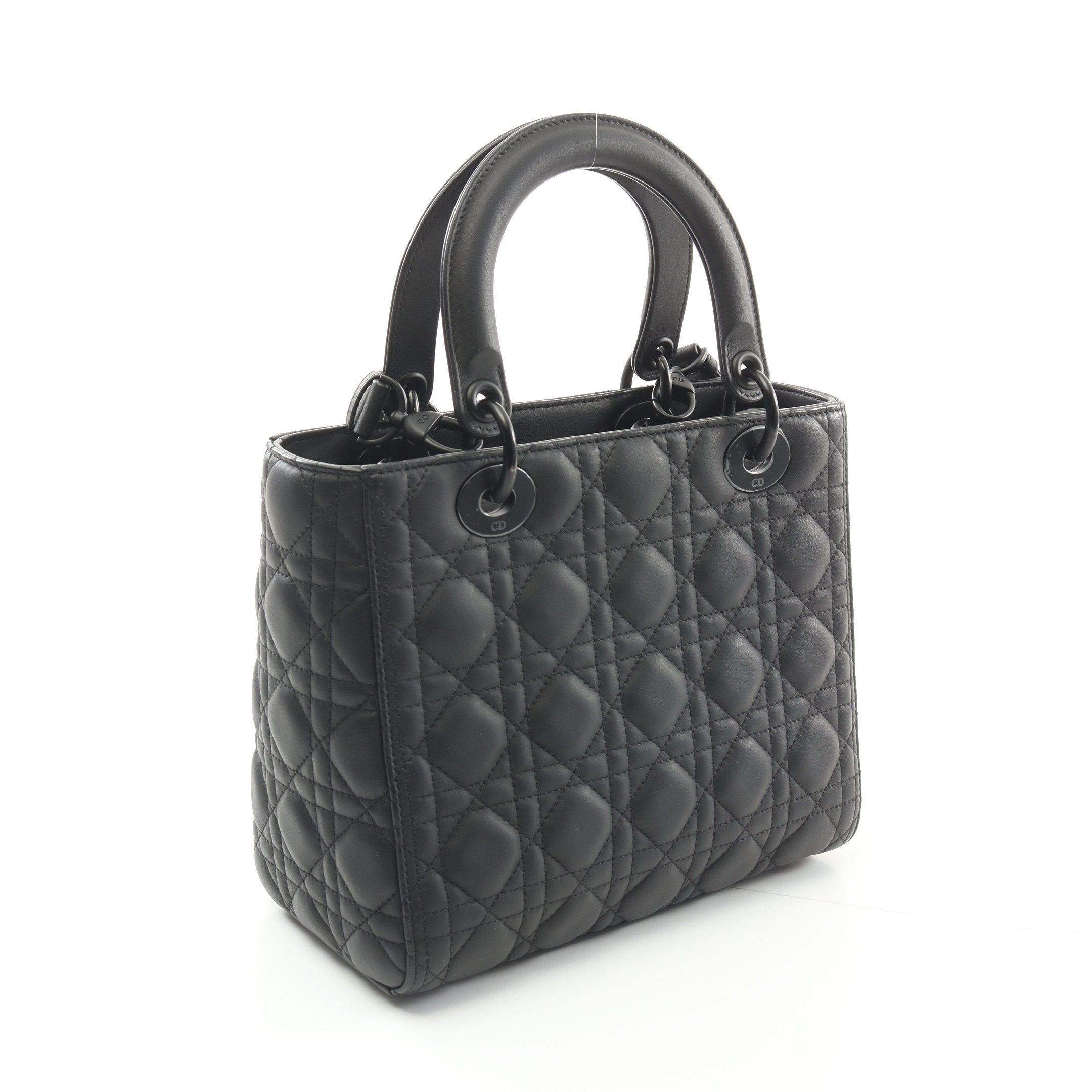 Dior Dior Lady Dior Handbag Leather Black Size ONE SIZE - 2 Thumbnail