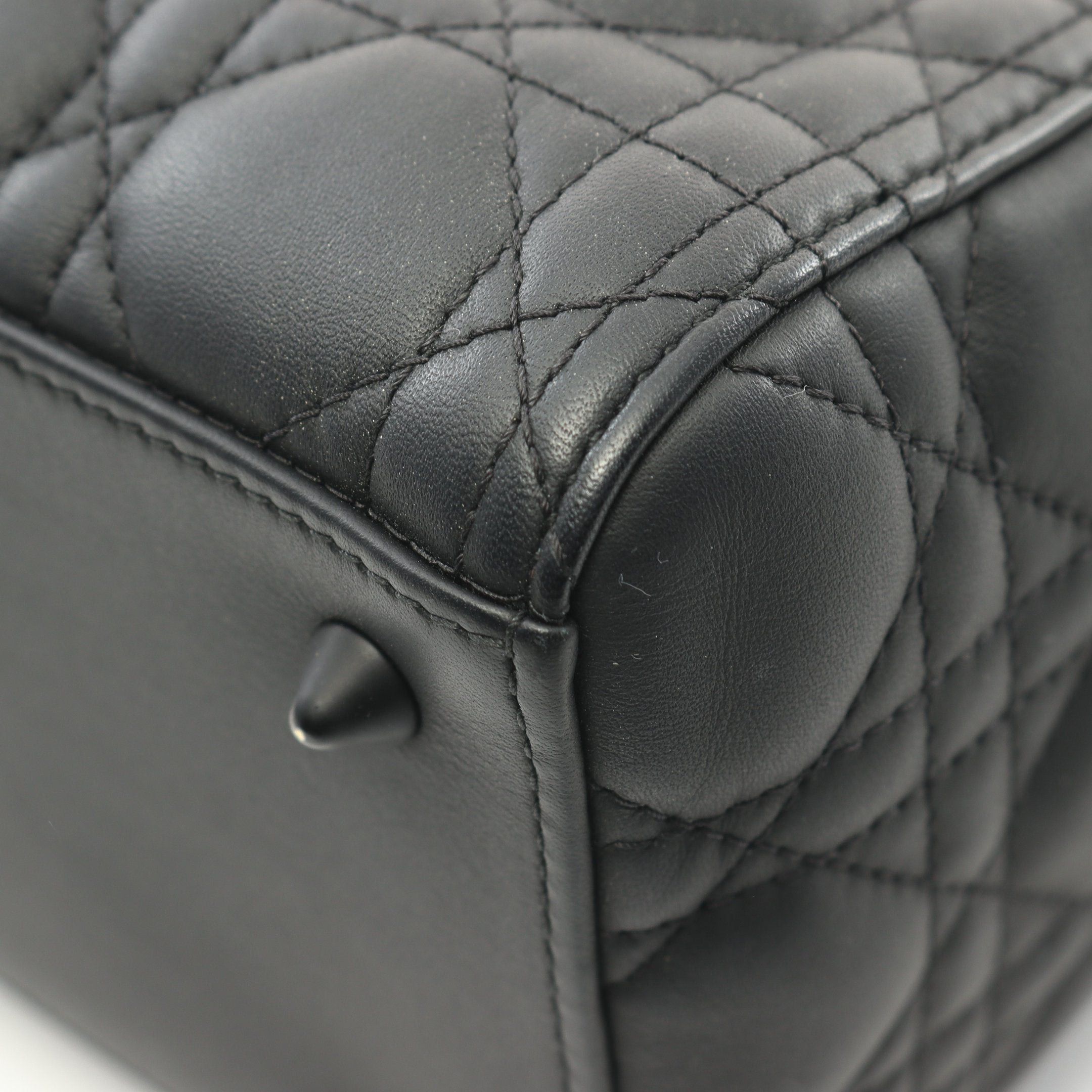 Dior Dior Lady Dior Handbag Leather Black Size ONE SIZE - 7 Thumbnail