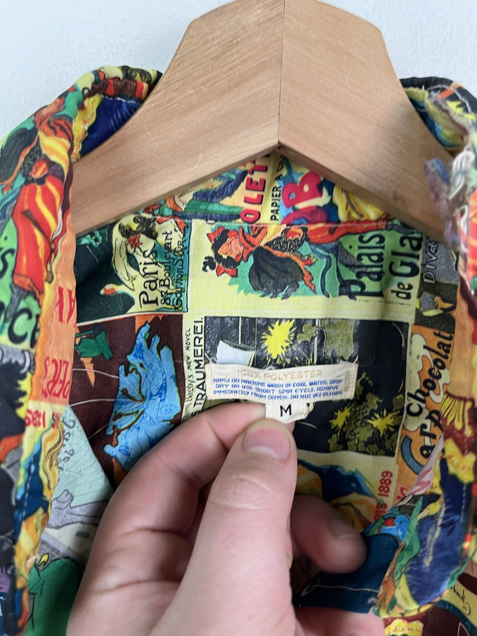 Vintage Vintage 1970s Polyester Shirt French Art COllage Distressed Missing Button Shirt Size S Size US S / EU 44-46 / 1 - 2 Thumbnail