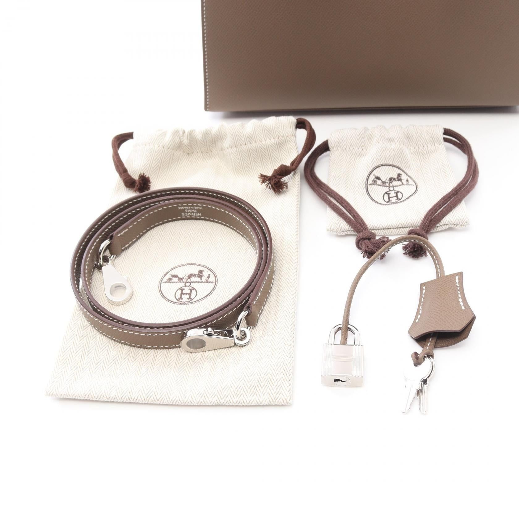 Hermes Hermes Kelly 25 Handbag Veau Epsom Gray Brown Silver Hardware Outside Sewing K Stamp Size ONE SIZE - 6 Thumbnail