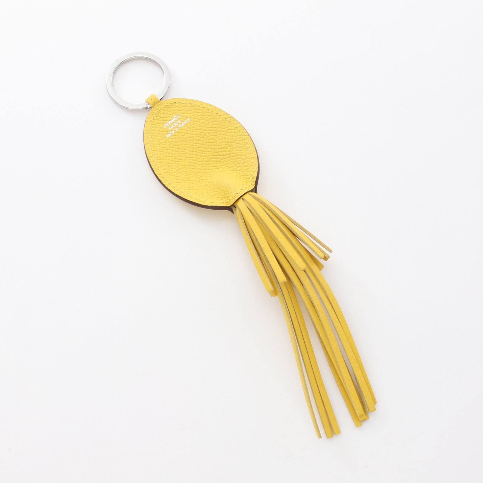 Hermes Hermes Poulpe Pulpe Jaune Naple Bag Charm Key Ring Veau Epsom Aagneau Yellow Silver Hardware K Stamp Size ONE SIZE - 2 Thumbnail
