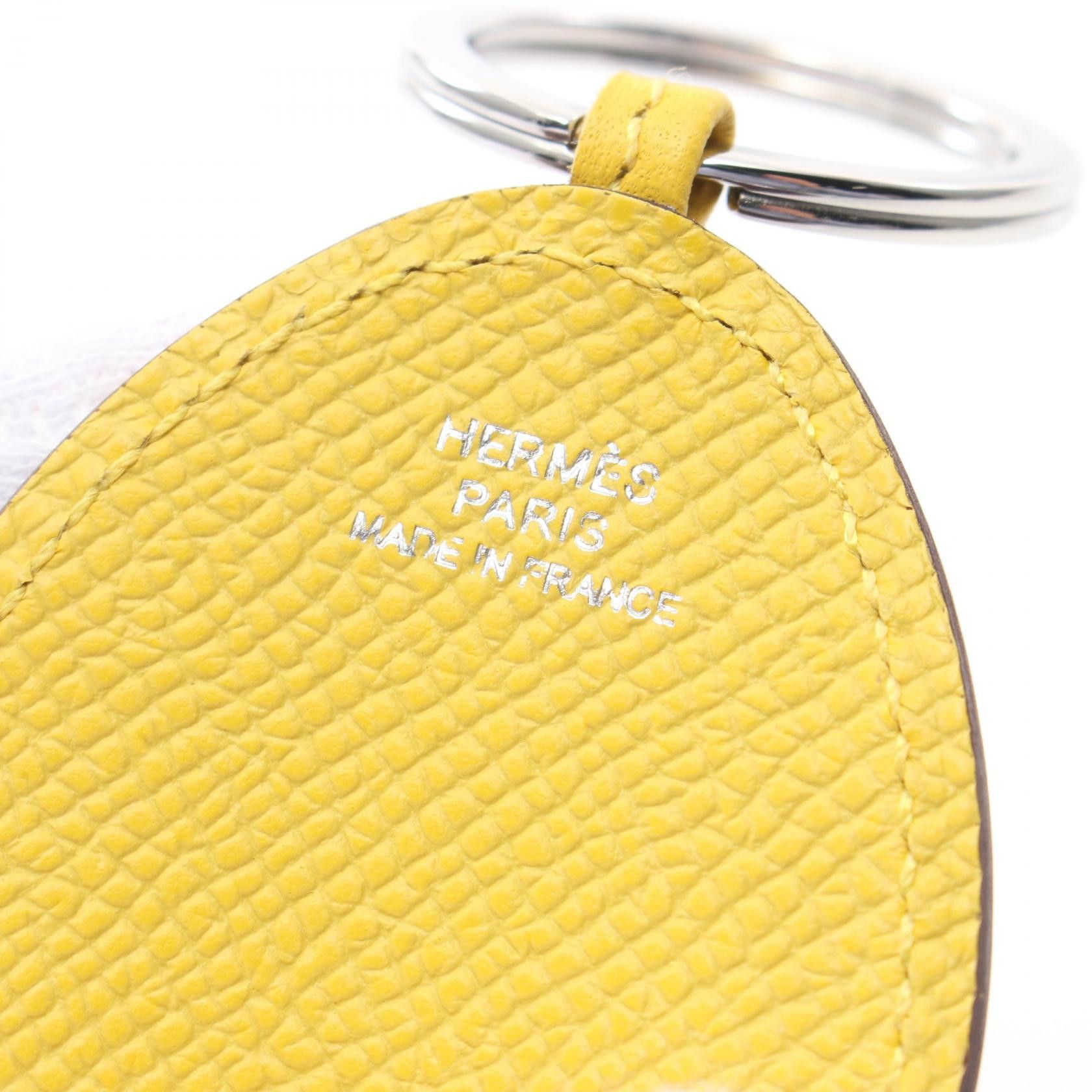 Hermes Hermes Poulpe Pulpe Jaune Naple Bag Charm Key Ring Veau Epsom Aagneau Yellow Silver Hardware K Stamp Size ONE SIZE - 3 Thumbnail