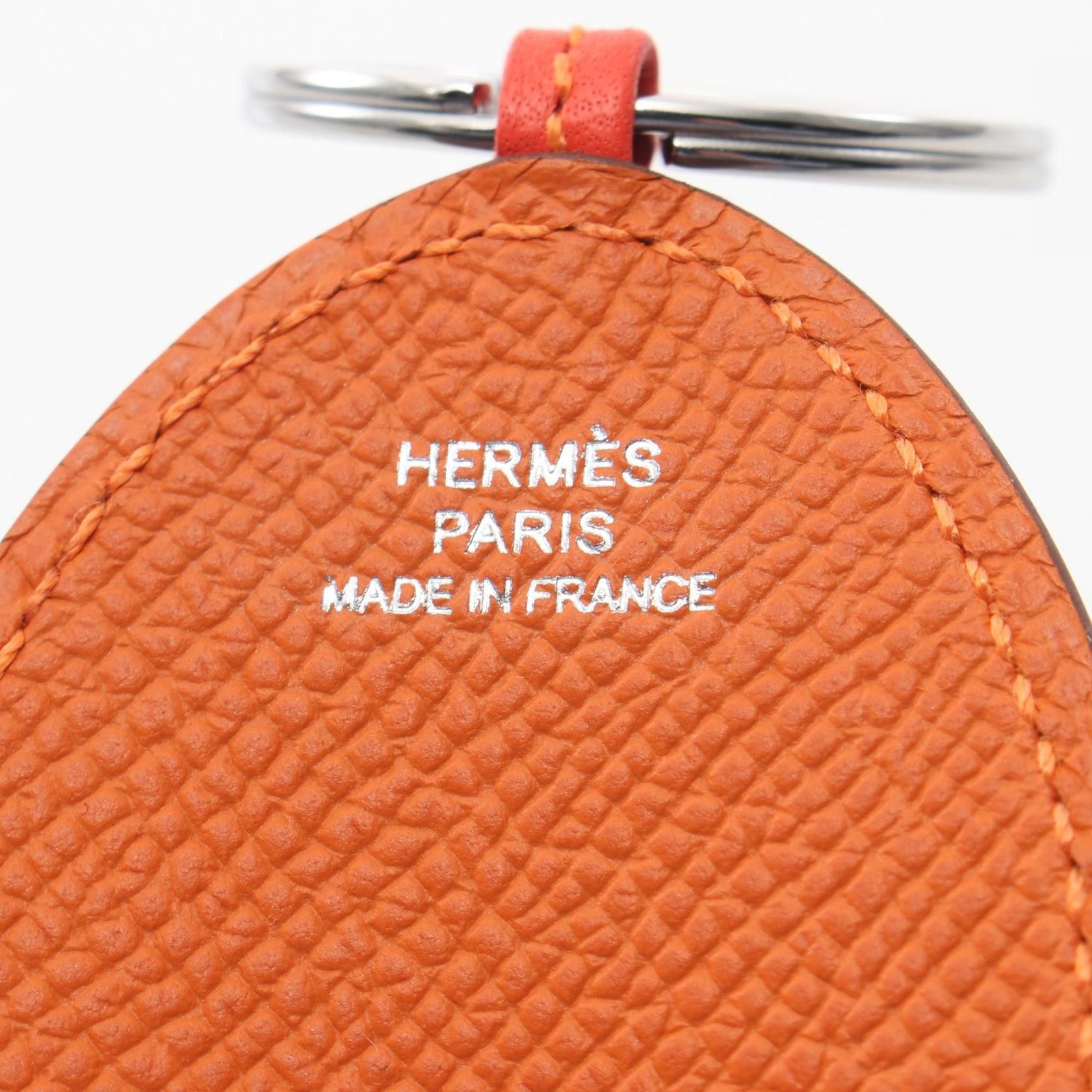 Hermes Hermes Poulpe Pulpe Orange Minion Field Bag Charm Key Ring Veau Epsom Aagneau Brown Red Silver Hardware Double Engraved Size ONE SIZE - 3 Thumbnail