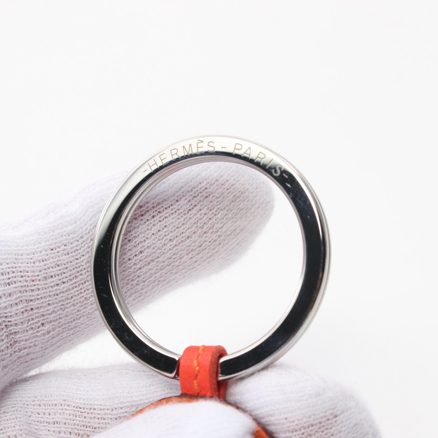 Hermes Hermes Poulpe Pulpe Orange Minion Field Bag Charm Key Ring Veau Epsom Aagneau Brown Red Silver Hardware Double Engraved Size ONE SIZE - 5 Thumbnail