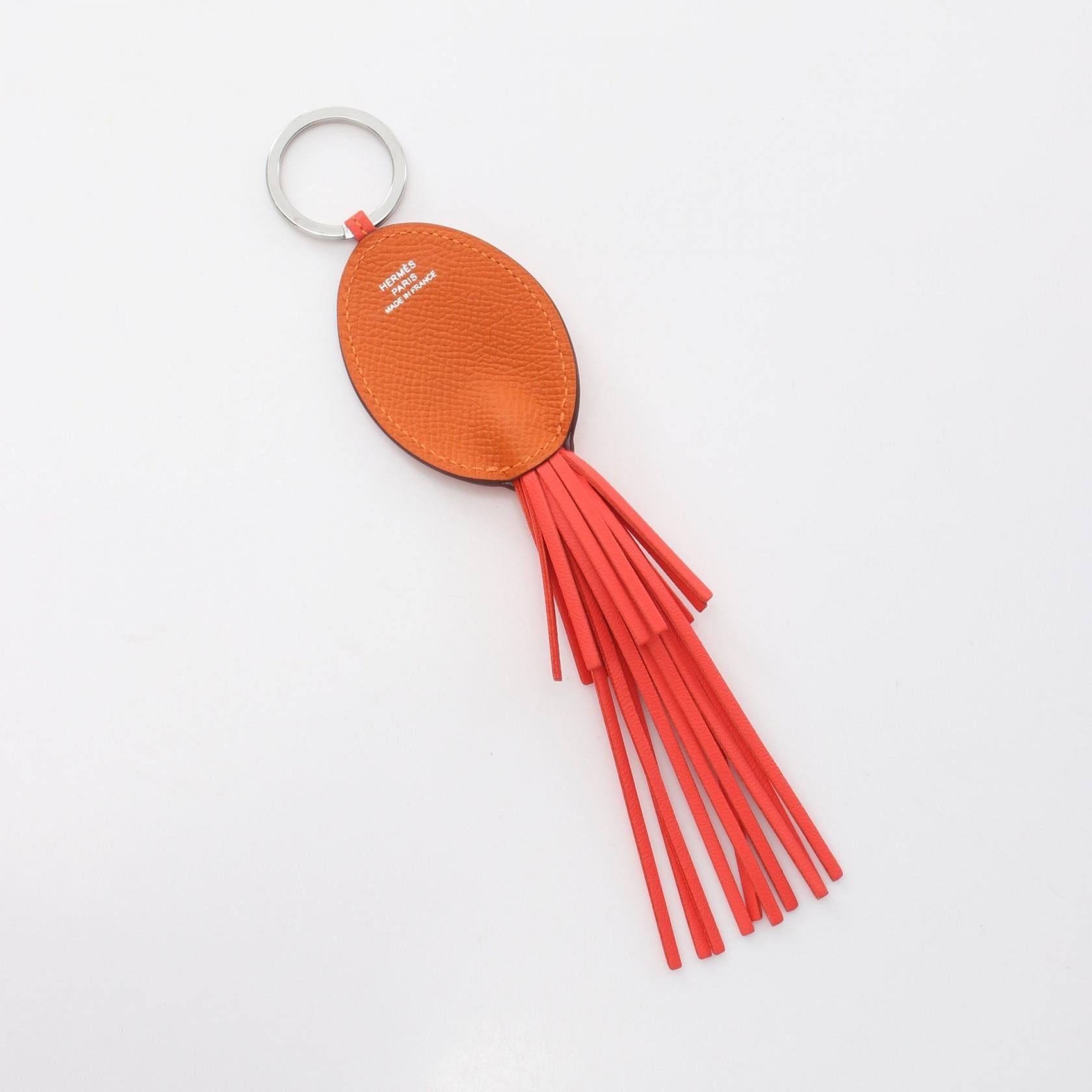 Hermes Hermes Poulpe Pulpe Orange Minion Field Bag Charm Key Ring Veau Epsom Aagneau Brown Red Silver Hardware Double Engraved Size ONE SIZE - 2 Thumbnail