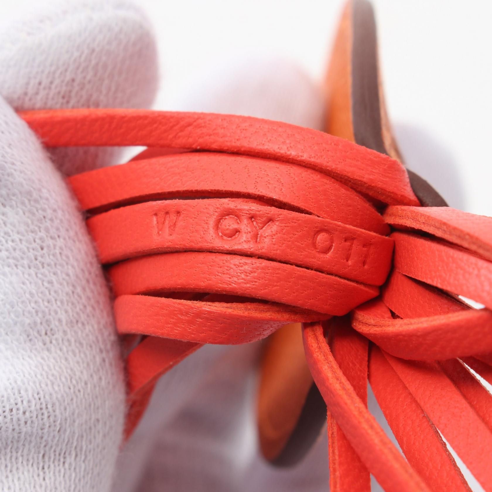 Hermes Hermes Poulpe Pulpe Orange Minion Field Bag Charm Key Ring Veau Epsom Aagneau Brown Red Silver Hardware Double Engraved Size ONE SIZE - 4 Thumbnail