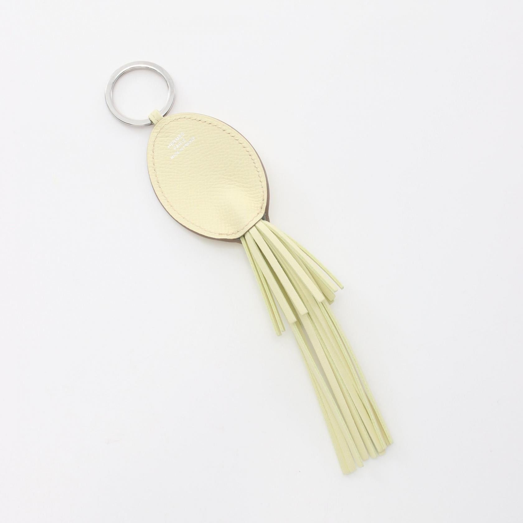 Hermes Hermes Poulpe Pulpe Limoncello Bag Charm Key Ring Veau Epsom Aagneau Light Yellow Silver Hardware K Stamp Size ONE SIZE - 2 Thumbnail