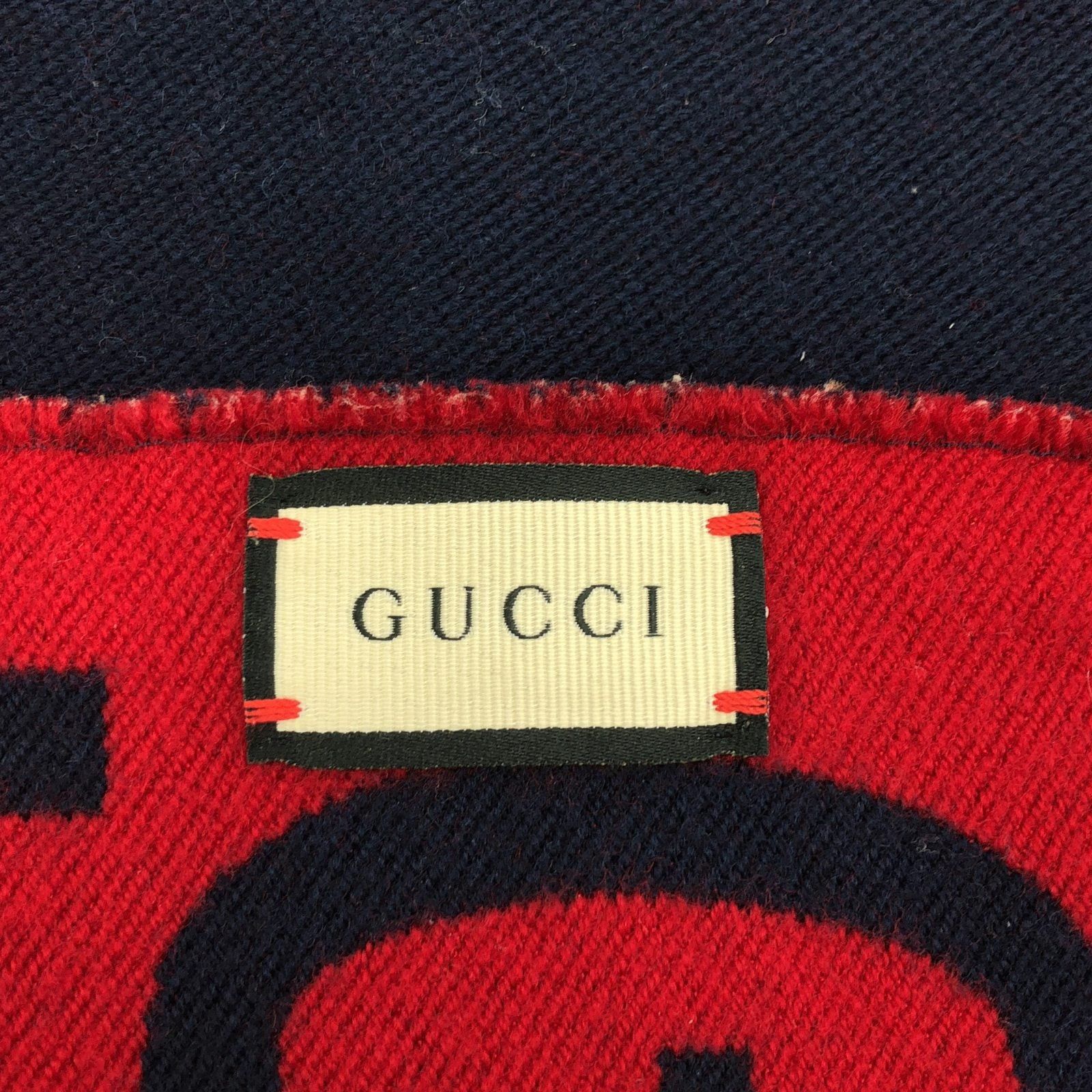 Gucci Gucci Gg Pattern Navy Scarf Wool Size ONE SIZE - 4 Thumbnail