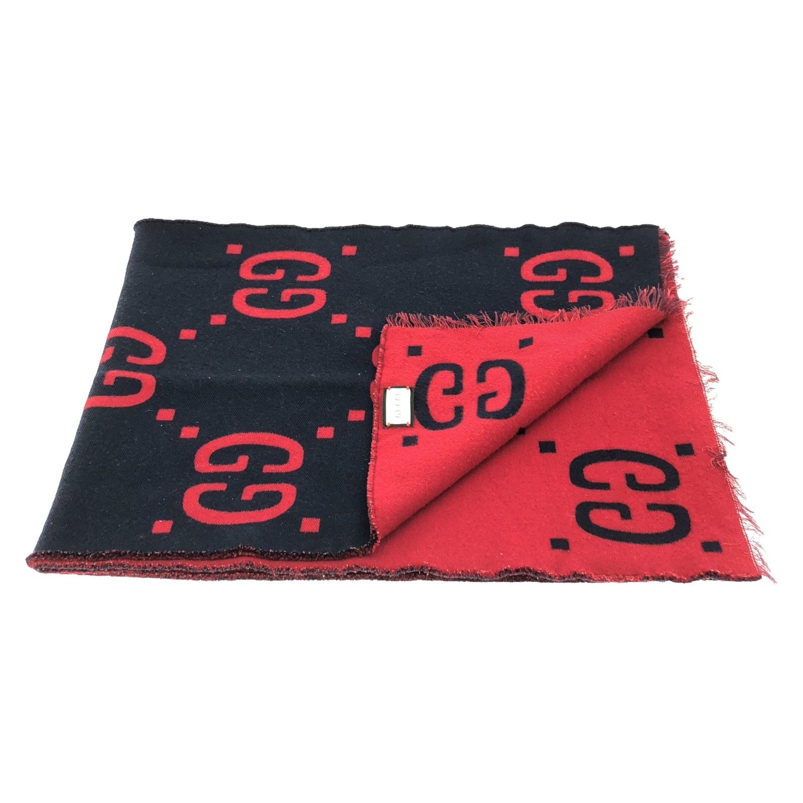 Gucci Gucci Gg Pattern Navy Scarf Wool Size ONE SIZE - 2 Thumbnail
