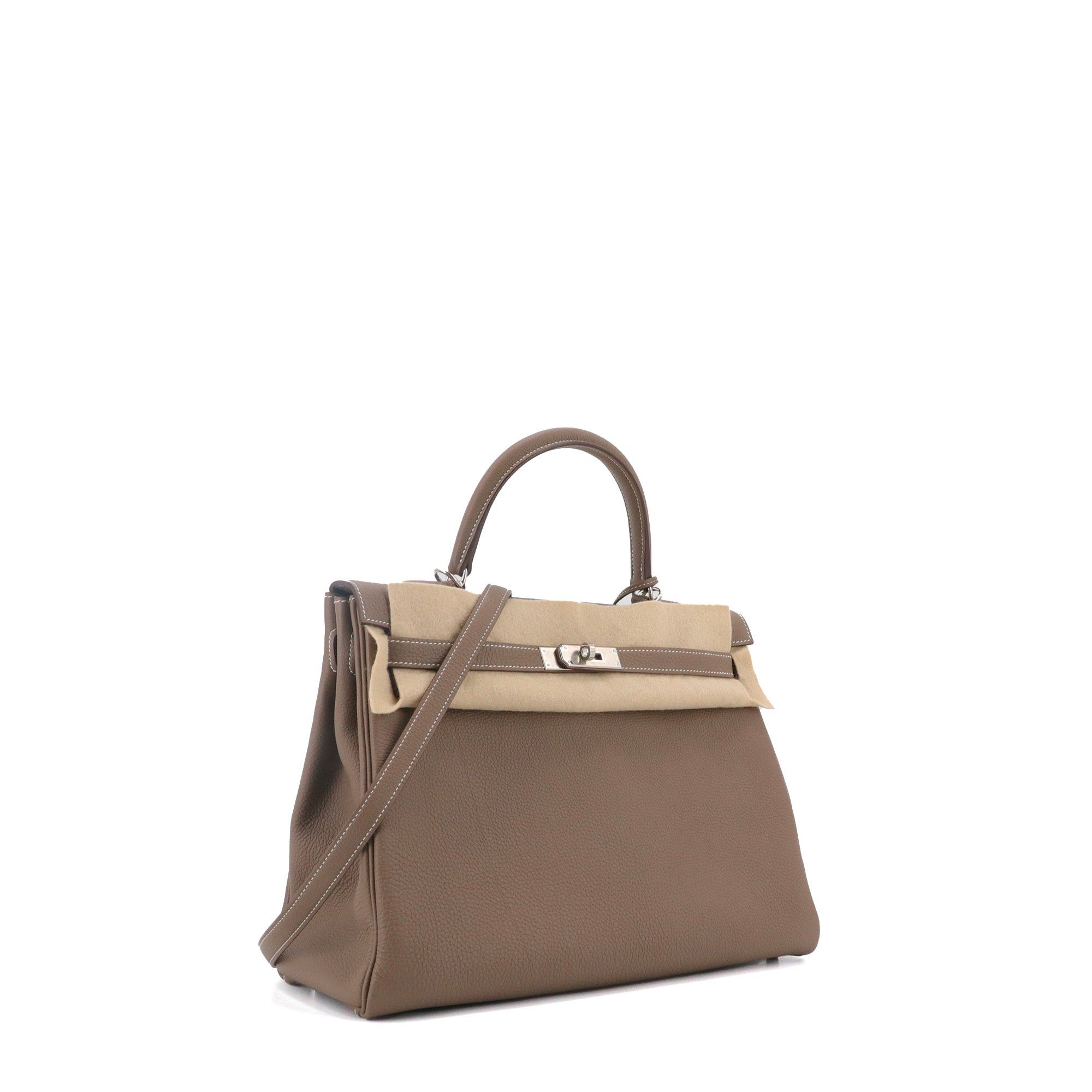 Hermes HERMÈS - Hermès Kelly 35 handbag in etoupe togo leather Size ONE SIZE - 4 Thumbnail