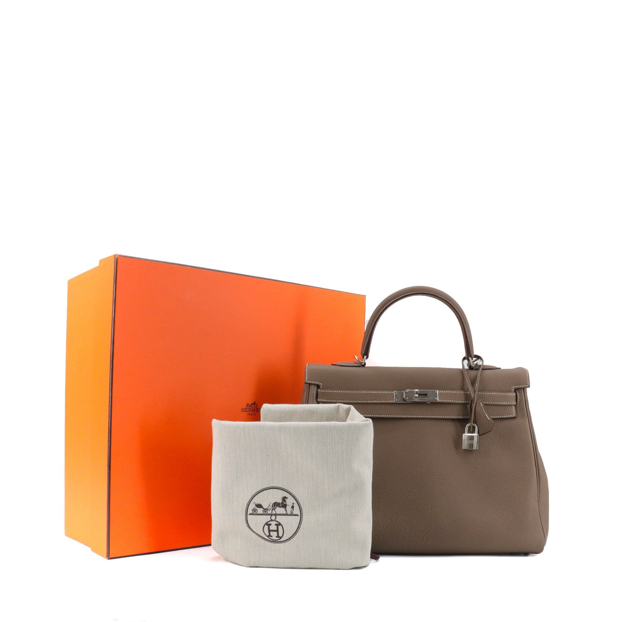 Hermes HERMÈS - Hermès Kelly 35 handbag in etoupe togo leather Size ONE SIZE - 13 Thumbnail