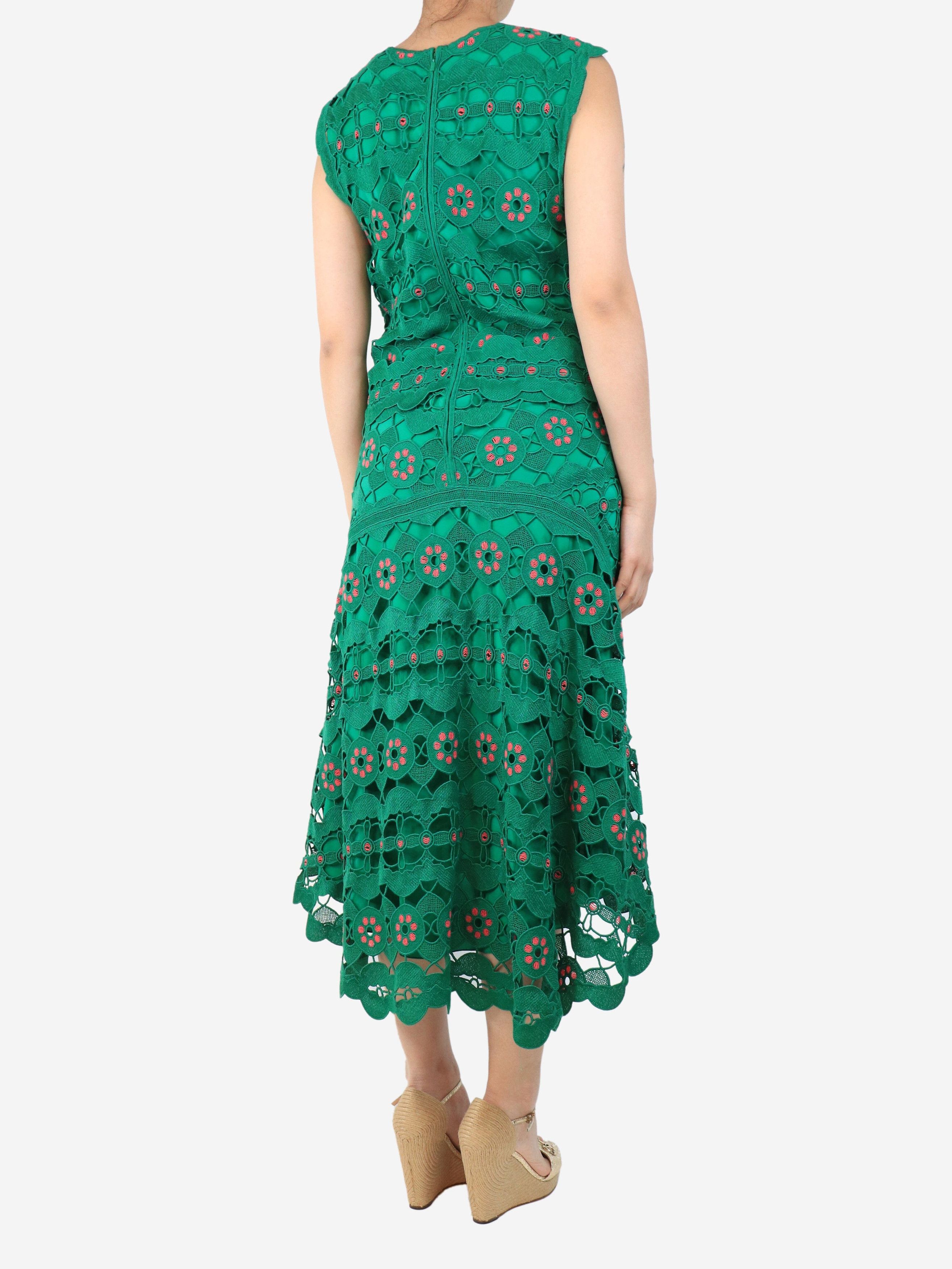 green emerald velvet dress Eloise Embroidered Midi Dress-Camelia Pink main image 0