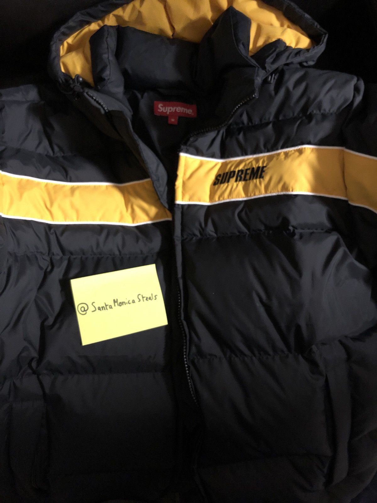 Supreme Stripe Panel Down Jacket Grailed