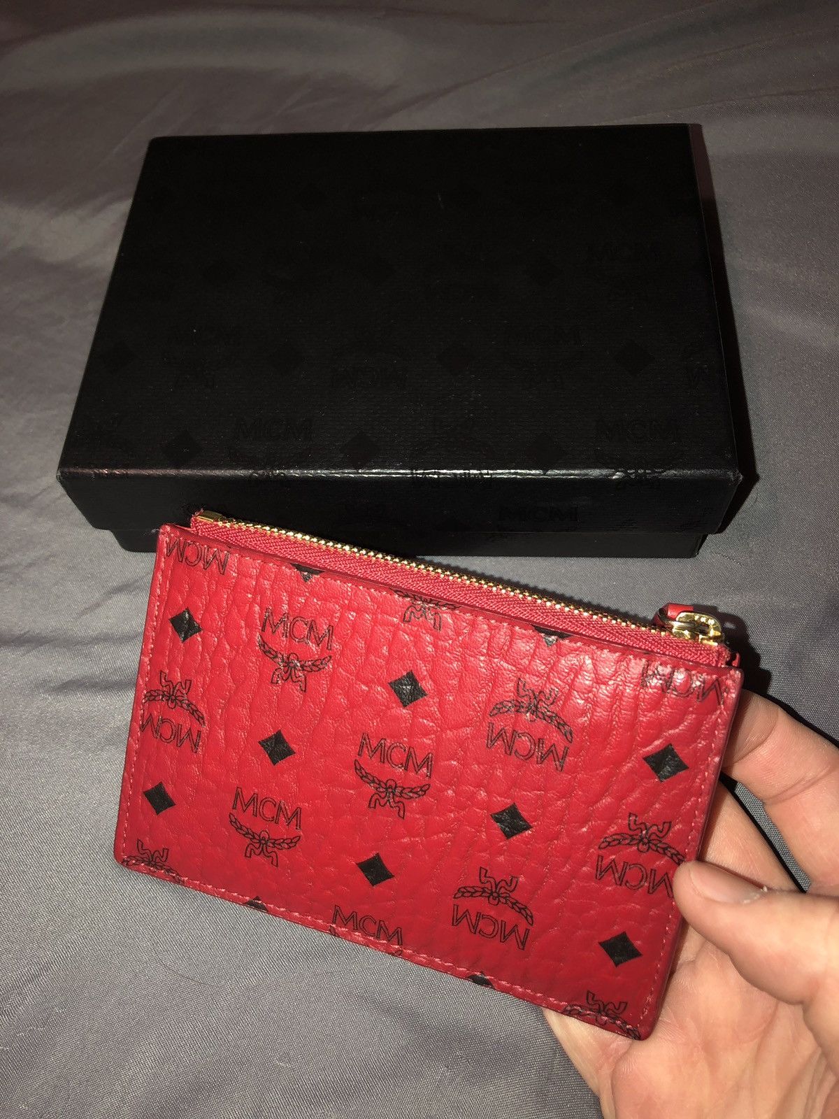 Red mcm key online pouch