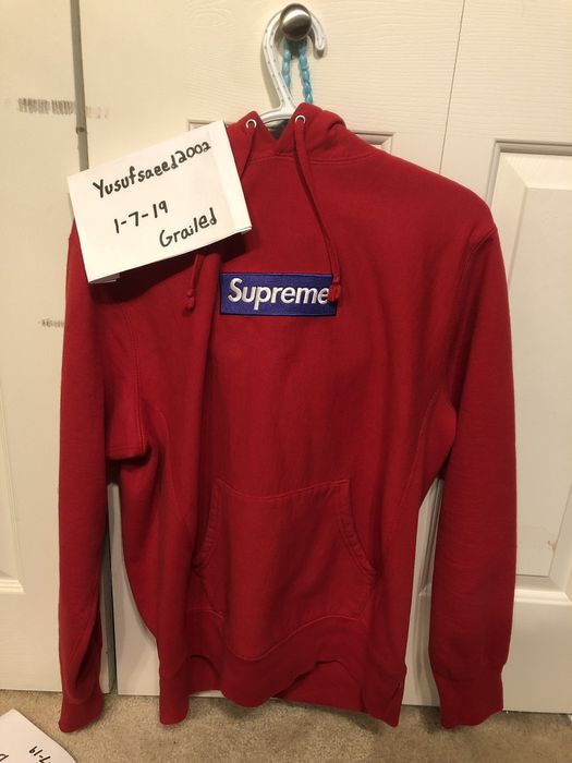 Purple on red store box logo