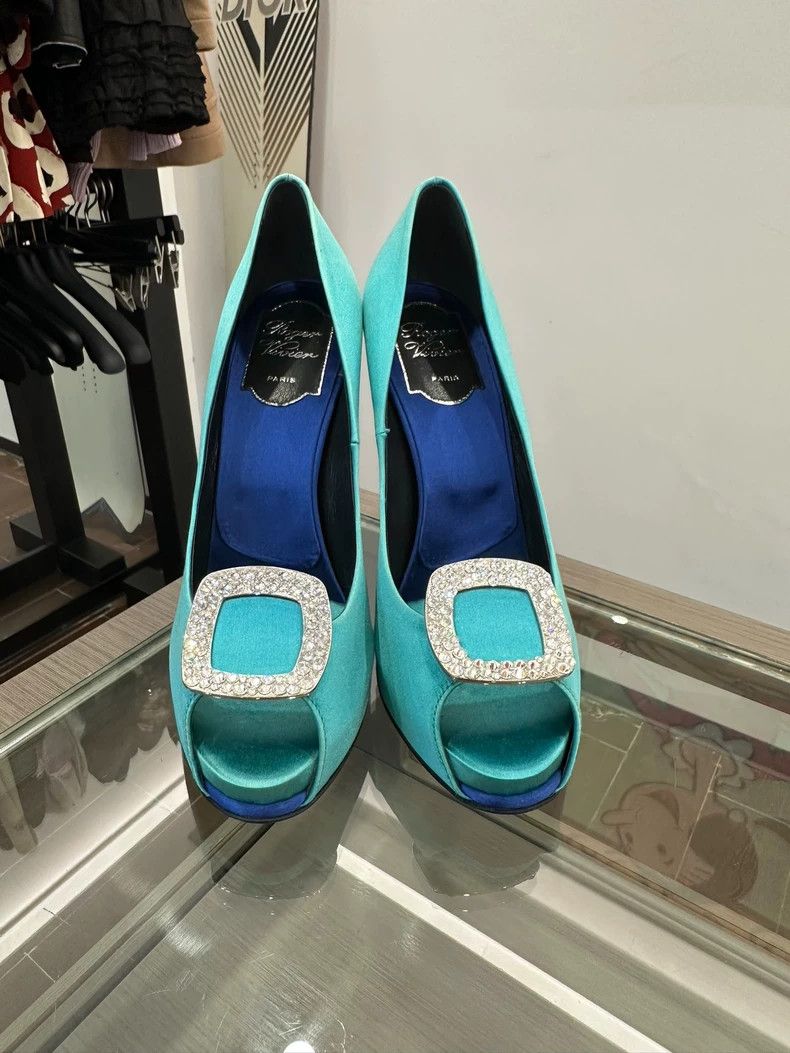 Roger Vivier Roger Vivier Peacock Green High Heel Sandals Size US 7.5 / EU 40-41 - 2 Thumbnail