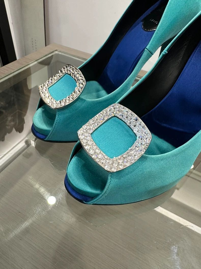 Roger Vivier Roger Vivier Peacock Green High Heel Sandals Size US 7.5 / EU 40-41 - 4 Thumbnail