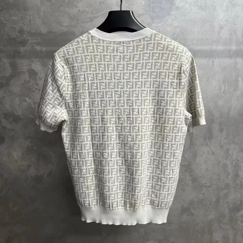 Fendi Fendi White Printed Logo Short Sleeve Sweater Size US L / EU 52-54 / 3 - 2 Thumbnail