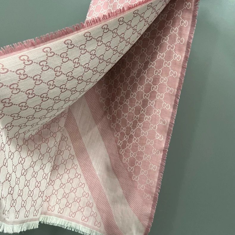 Gucci Gucci Pink GG Patterned Scarf Size ONE SIZE - 6 Thumbnail
