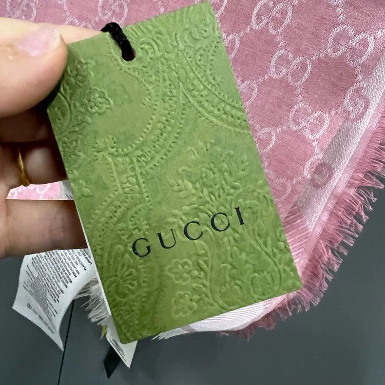 Gucci Gucci Pink GG Patterned Scarf Size ONE SIZE - 4 Thumbnail