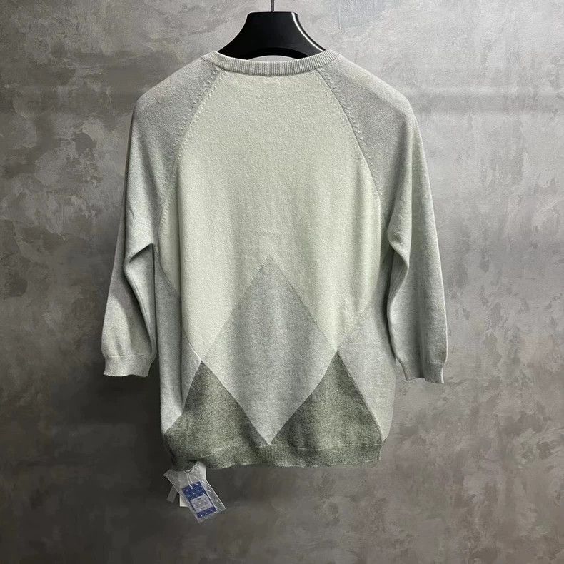 Hermes Gray and Green Geometric Pattern Knit Sweater Size US S / EU 44-46 / 1 - 2 Thumbnail