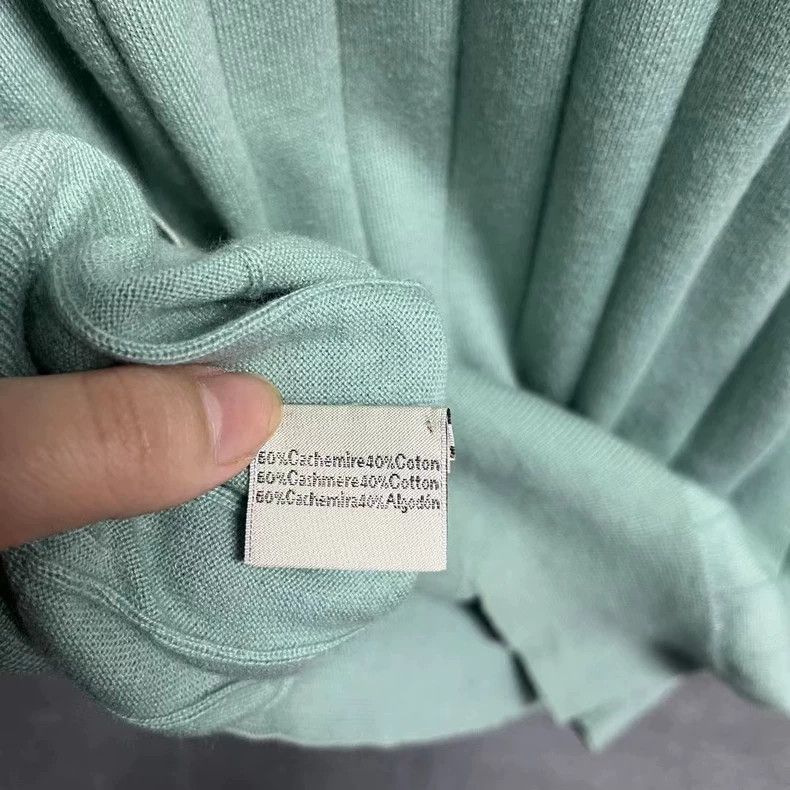 Hermes Hermes Green V-Neck Striped Knit Sweater Size US M / EU 48-50 / 2 - 4 Thumbnail