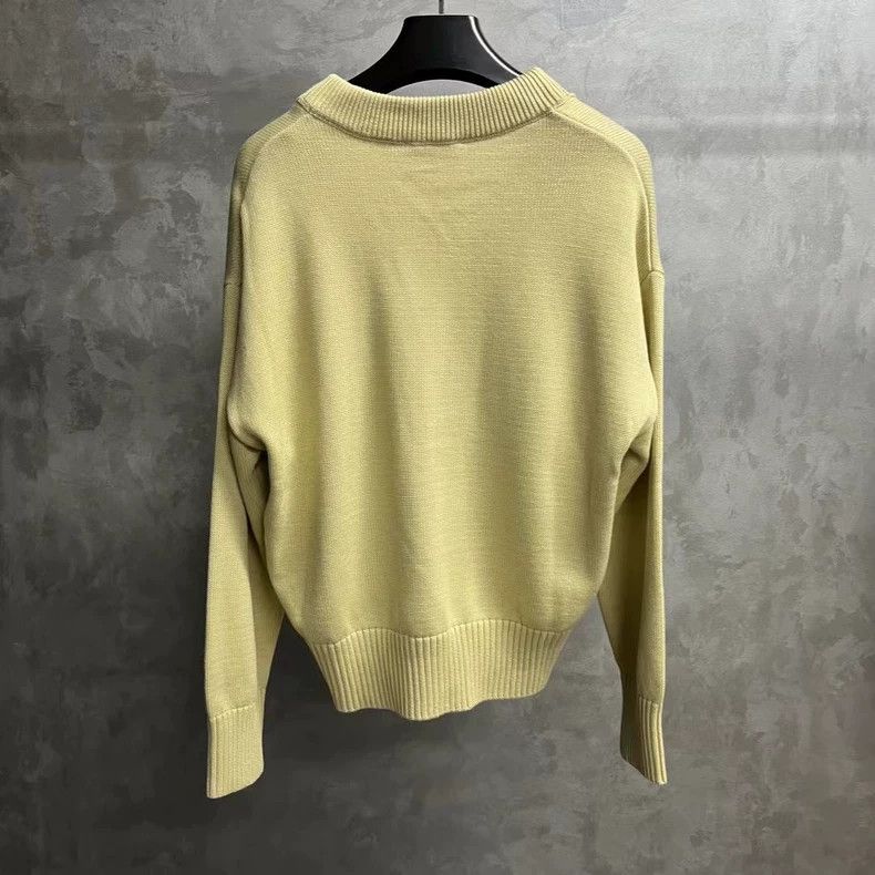 AMI Beige V-neck Button-up Long Sleeve Knit Sweater Size US M / EU 48-50 / 2 - 2 Thumbnail