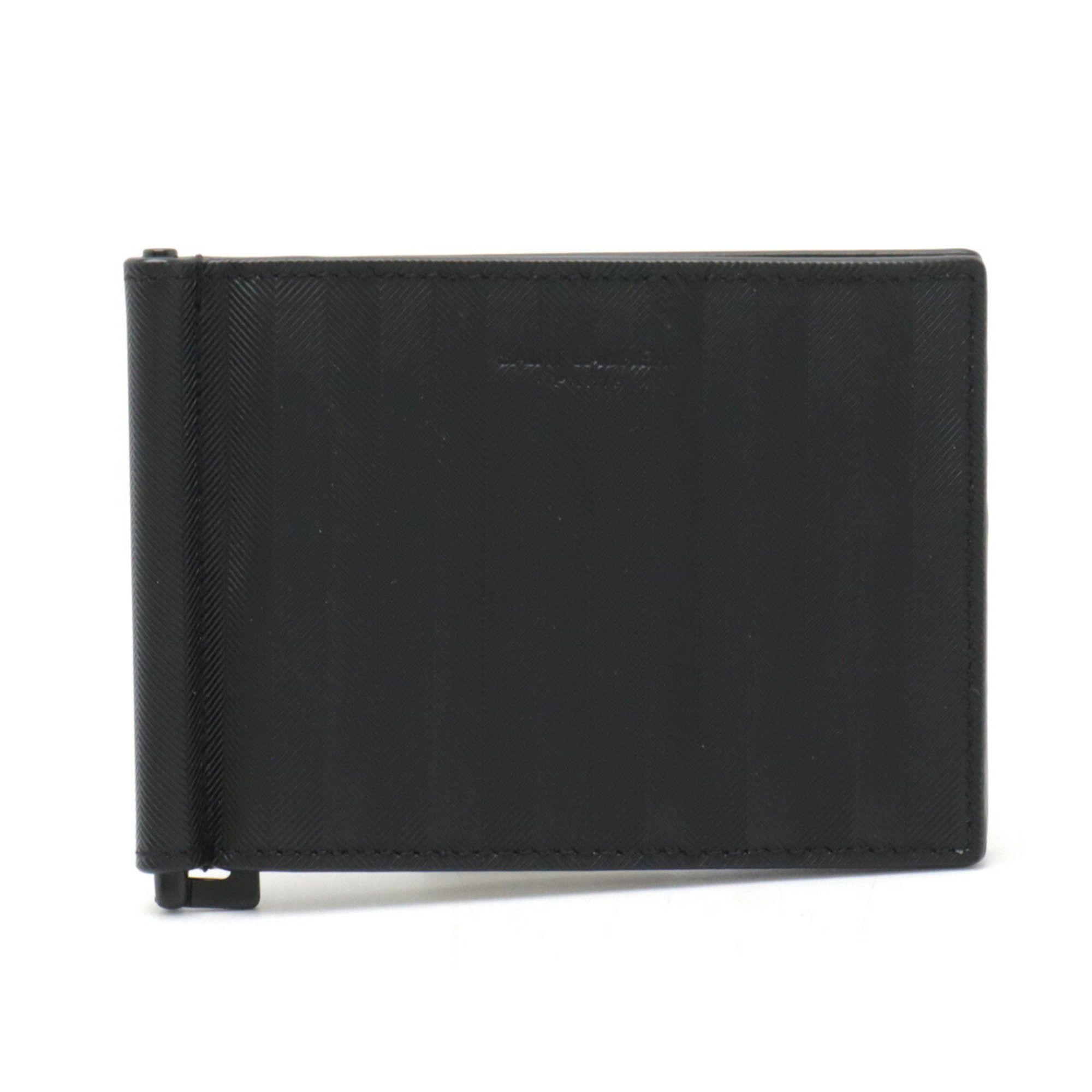 Yves Saint Laurent SAINT LAURENT PARIS YSL Yves Saint Laurent Striped Bi-Fold Wallet Card Case Money Clip PVC Black 485630 Size ONE SIZE - 2 Thumbnail