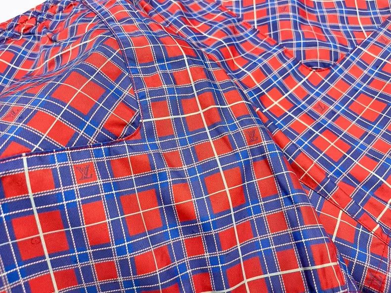 Louis Vuitton Louis Vuitton Red Blue Plaid Logo Shorts Size US 30 / EU 46 - 3 Thumbnail