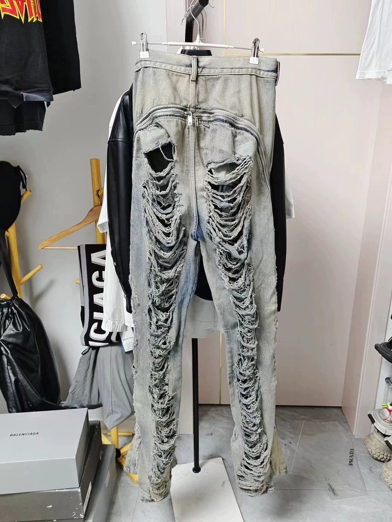 Rick Owens Rick Owens Drkshdw Distressed Zipper Pants Size US 32 / EU 48 - 2 Thumbnail