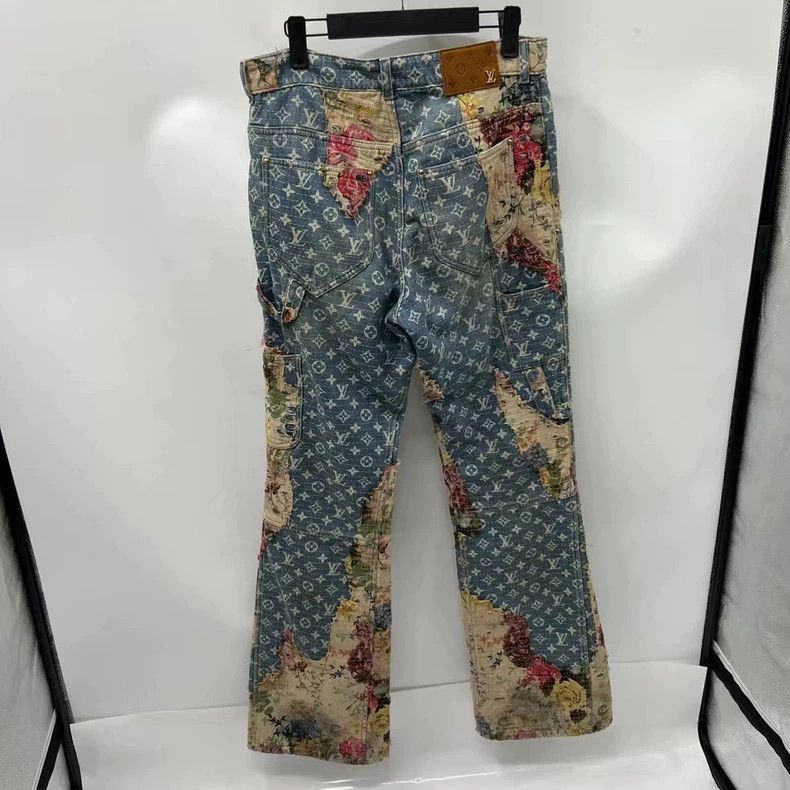 Louis Vuitton Louis Vuitton Blue Floral Print Denim Pants Size US 30 / EU 46 - 2 Thumbnail