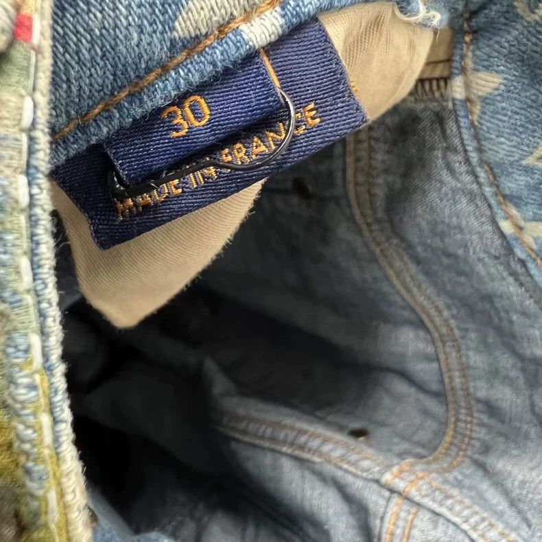 Louis Vuitton Louis Vuitton Blue Floral Print Denim Pants Size US 30 / EU 46 - 4 Thumbnail