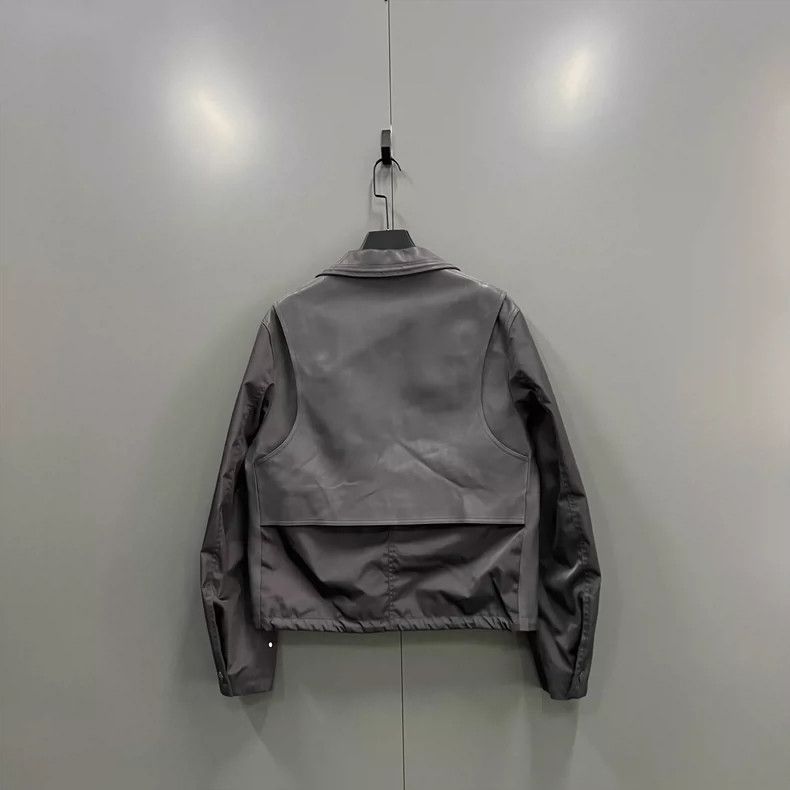 Louis Vuitton Louis Vuitton Gray Embroidered Logo Leather Jacket Size US L / EU 52-54 / 3 - 2 Thumbnail