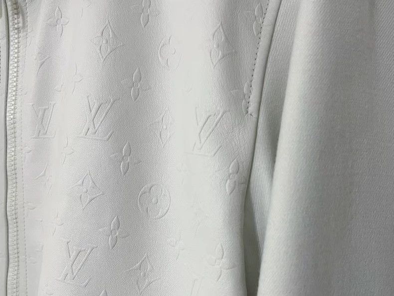 Louis Vuitton Louis Vuitton White Embossed Leather Jacket Size US L / EU 52-54 / 3 - 2 Thumbnail