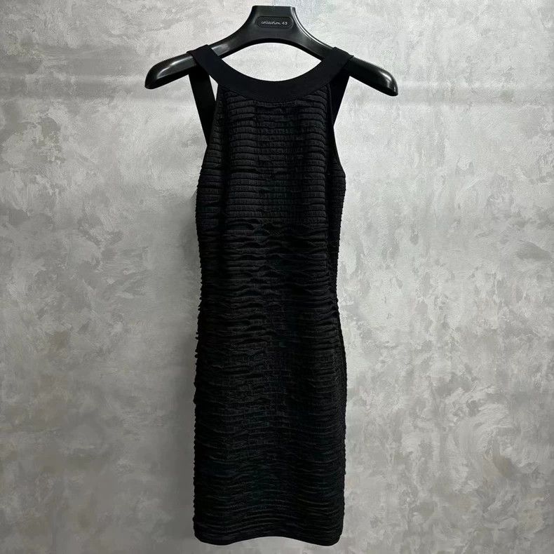 Chanel Chanel Black Dress with Metal Logo Pattern Size US 36 / EU 52 - 3 Thumbnail
