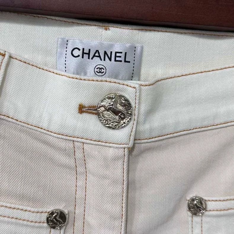 Chanel Chanel Beige Denim Trousers 99% New Size US 36 / EU 52 - 4 Thumbnail