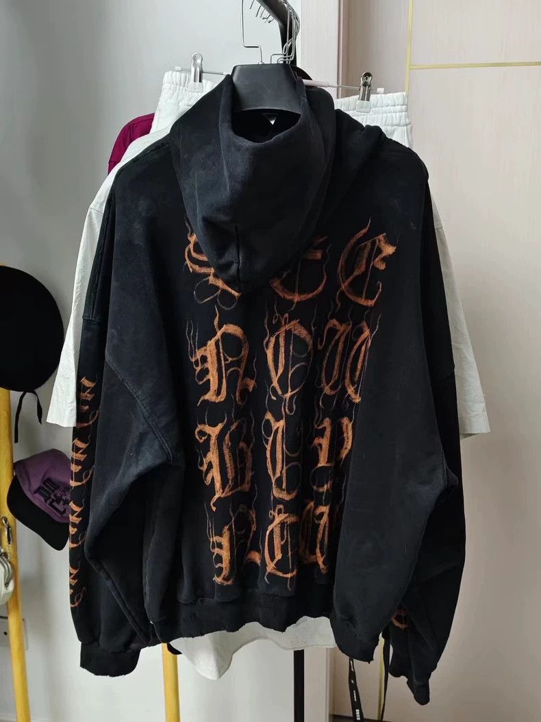 Balenciaga Balenciaga Black Hoodie with Distressed Design Size US M / EU 48-50 / 2 - 2 Thumbnail
