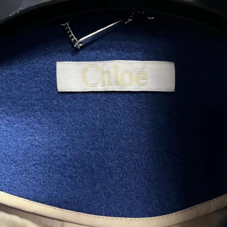 Chloe Blue Wool Stand Collar Single Button Jacket Size US S / EU 44-46 / 1 - 3 Thumbnail