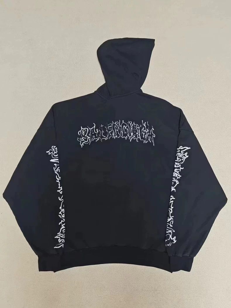 Balenciaga Balenciaga Metal Hooded Sweatshirt Size US M / EU 48-50 / 2 - 2 Thumbnail