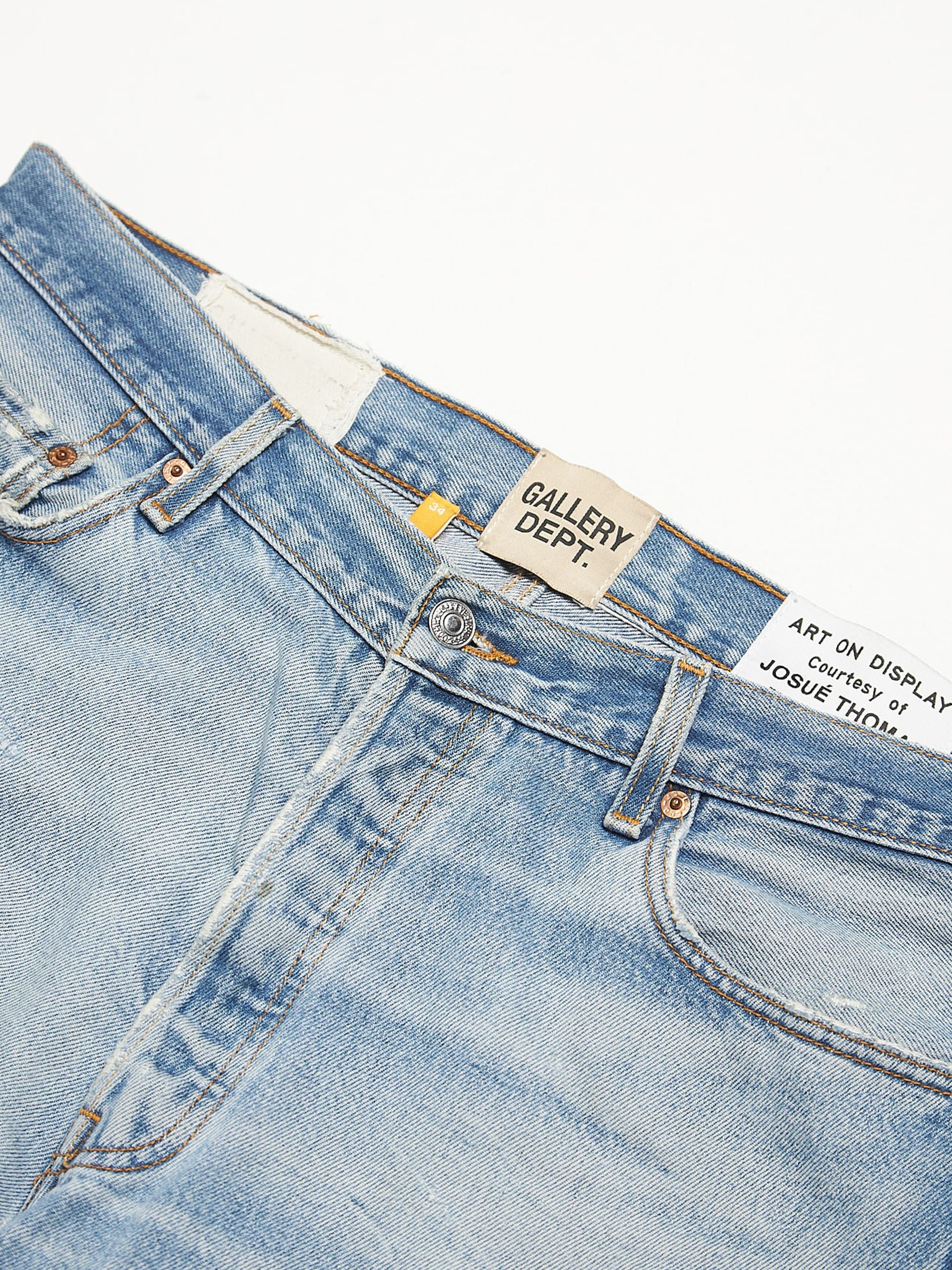 Gallery Dept. Blue Denim Distressed Cotton Jeans Size US 34 / EU 50 - 3 Thumbnail