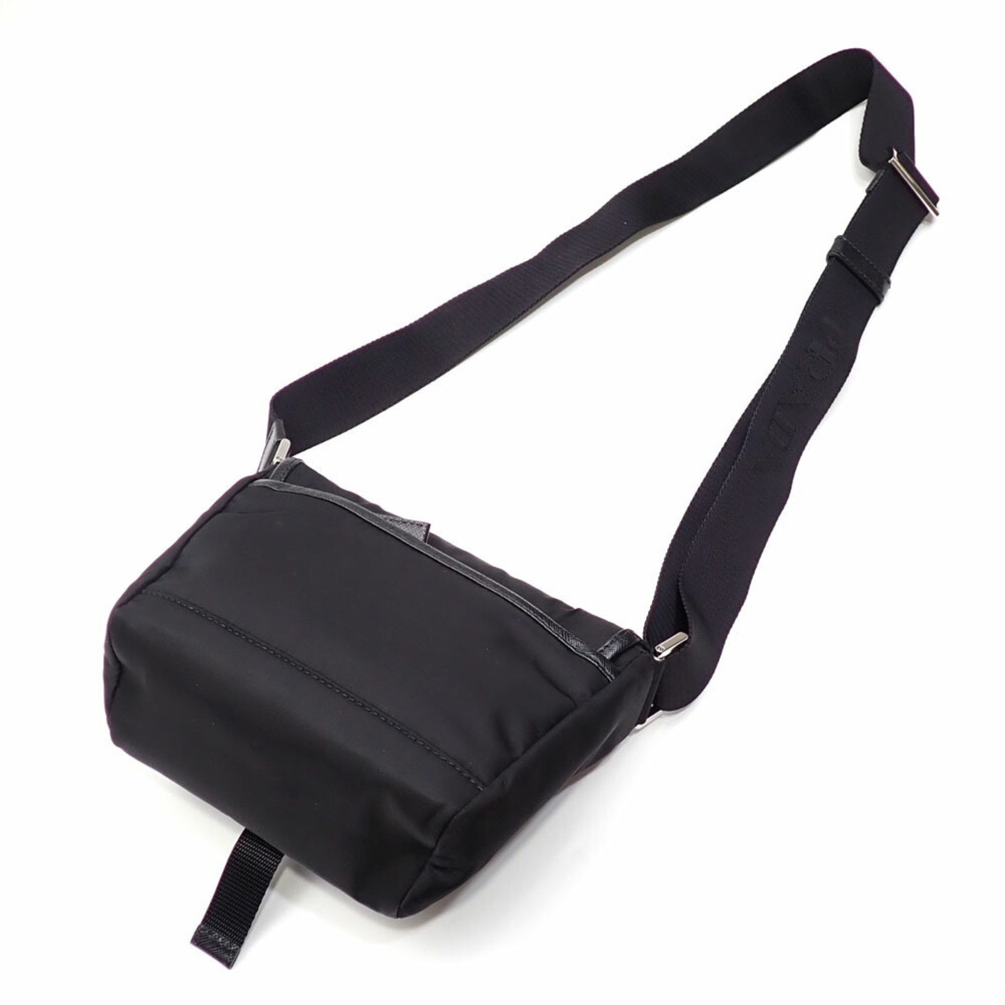 Prada Prada Re-Nylon x Saffiano Leather Shoulder Bag for Men, Black, Recycled Polyamide 2VD070 Size ONE SIZE - 2 Thumbnail