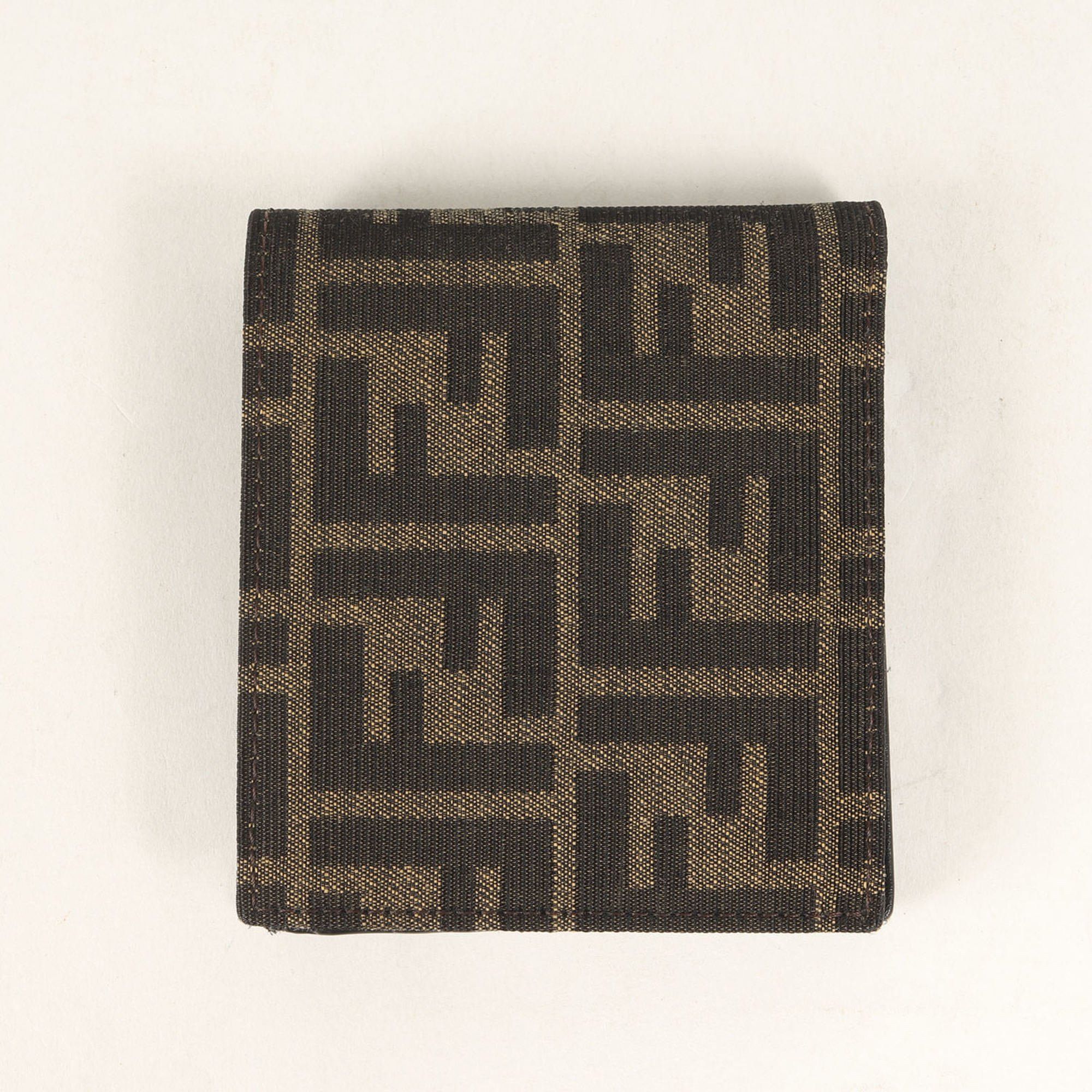 Fendi FENDI Zucca Jacquard Canvas Leather Billfold (7M0169 ALWK) Brown Beige Black Wallet Size ONE SIZE - 2 Thumbnail